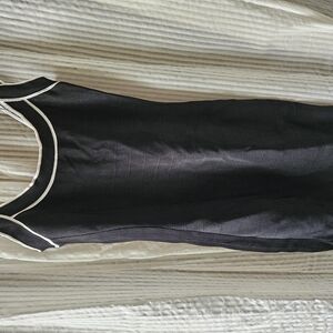Black Sleeveless Dress with White Trim